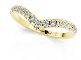 Yellow gold Pavé Round Moissanite Chevron Band with Shared Prong Setting_7