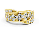 Yellow gold Pavé Round Moissanite Crossover Band with Bead Prong Setting_6