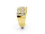 Yellow gold Pavé Round Moissanite Crossover Band with Bead Prong Setting_8