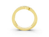 Yellow gold Pavé Round Moissanite Crossover Band with Bead Prong Setting_9