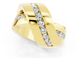 Yellow gold Pavé Round Moissanite Crossover Band with Channel Setting_7