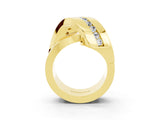 Yellow gold Pavé Round Moissanite Crossover Band with Channel Setting_9