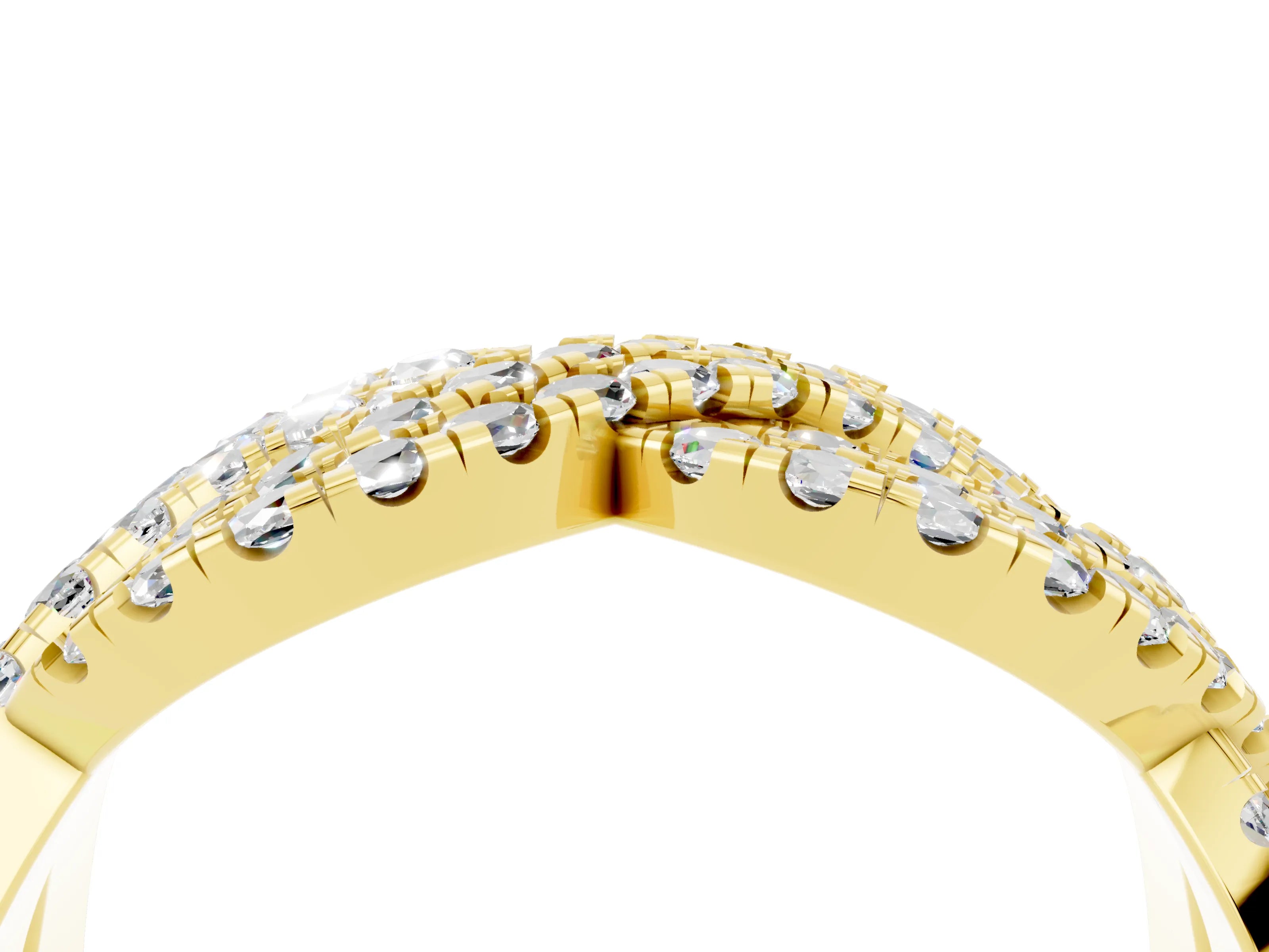 Yellow gold Pavé Round Moissanite Infinity Twist Band with Shared Prong Setting_10