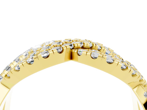 Yellow gold Pavé Round Moissanite Infinity Twist Band with Shared Prong Setting_10