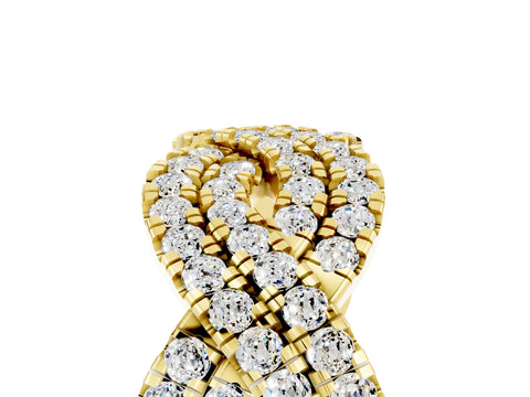 Yellow gold Pavé Round Moissanite Infinity Twist Band with Shared Prong Setting_11