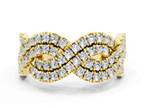 Yellow gold Pavé Round Moissanite Infinity Twist Band with Shared Prong Setting_6