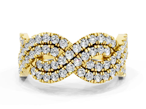 Yellow gold Pavé Round Moissanite Infinity Twist Band with Shared Prong Setting_6