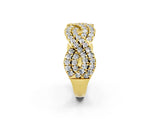 Yellow gold Pavé Round Moissanite Infinity Twist Band with Shared Prong Setting_8