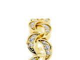 Yellow gold Pavé Round Moissanite Interlocking Eternity Band with Bezel Prong Setting_11
