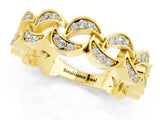 Yellow gold Pavé Round Moissanite Interlocking Eternity Band with Bezel Prong Setting_7