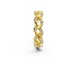 Yellow gold Pavé Round Moissanite Interlocking Eternity Band with Bezel Prong Setting_8
