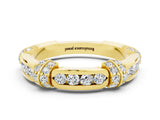 Yellow gold Pavé Round Moissanite Link Band with Bezel Setting_30