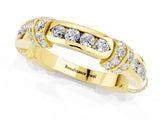 Yellow gold Pavé Round Moissanite Link Band with Bezel Setting_31