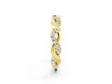 Yellow gold Pavé Round Moissanite Twist Eternity Band with Shared Prong Setting_32