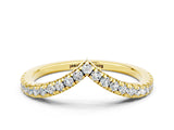 Yellow gold Pavé Round Moissanite V-Shaped Chevron Band with Shared Prong Setting_6