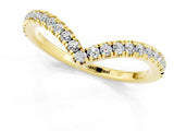 Yellow gold Pavé Round Moissanite V-Shaped Chevron Band with Shared Prong Setting_7