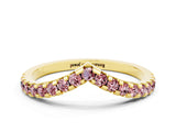 Yellow gold Pavé Round Morganite Chevron Band with Shared Prong Setting_6