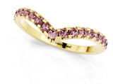 Yellow gold Pavé Round Morganite Chevron Band with Shared Prong Setting_7