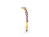 Yellow gold Pavé Round Morganite Chevron Band with Shared Prong Setting_8