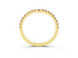 Yellow gold Pavé Round Morganite Chevron Band with Shared Prong Setting_9
