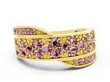 Yellow gold Pavé Round Morganite Crossover Band with Bead Prong Setting_6