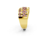 Yellow gold Pavé Round Morganite Crossover Band with Bead Prong Setting_8