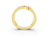 Yellow gold Pavé Round Morganite Crossover Band with Bead Prong Setting_9