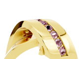 Yellow gold Pavé Round Morganite Crossover Band with Channel Setting_10