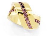Yellow gold Pavé Round Morganite Crossover Band with Channel Setting_7