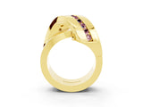 Yellow gold Pavé Round Morganite Crossover Band with Channel Setting_9
