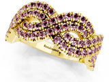 Yellow gold Pavé Round Morganite Infinity Twist Band with Shared Prong Setting_7