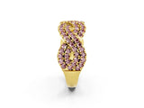 Yellow gold Pavé Round Morganite Infinity Twist Band with Shared Prong Setting_8