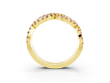 Yellow gold Pavé Round Morganite Infinity Twist Band with Shared Prong Setting_9