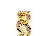 Yellow gold Pavé Round Morganite Interlocking Eternity Band with Bezel Prong Setting_11
