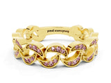 Yellow gold Pavé Round Morganite Interlocking Eternity Band with Bezel Prong Setting_6