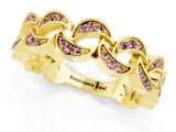 Yellow gold Pavé Round Morganite Interlocking Eternity Band with Bezel Prong Setting_7