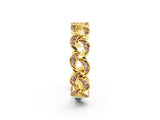 Yellow gold Pavé Round Morganite Interlocking Eternity Band with Bezel Prong Setting_8