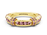 Yellow gold Pavé Round Morganite Link Band with Bezel Setting_30