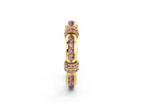 Yellow gold Pavé Round Morganite Link Band with Bezel Setting_32