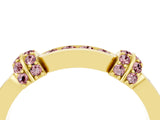 Yellow gold Pavé Round Morganite Link Band with Bezel Setting_34