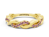 Yellow gold Pavé Round Morganite Twist Eternity Band with Shared Prong Setting_18