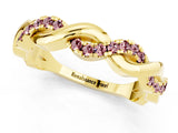 Yellow gold Pavé Round Morganite Twist Eternity Band with Shared Prong Setting_19