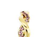 Yellow gold Pavé Round Morganite Twist Eternity Band with Shared Prong Setting_23