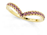 Yellow gold Pavé Round Morganite V-Shaped Chevron Band with Shared Prong Setting_7