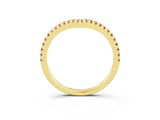 Yellow gold Pavé Round Morganite V-Shaped Chevron Band with Shared Prong Setting_9