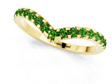 Yellow gold Pavé Round Peridot Chevron Band with Shared Prong Setting_7