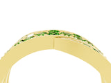 Yellow gold Pavé Round Peridot Crossover Band with Bead Prong Setting_10