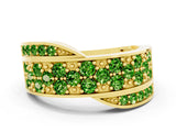 Yellow gold Pavé Round Peridot Crossover Band with Bead Prong Setting_6