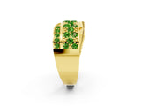 Yellow gold Pavé Round Peridot Crossover Band with Bead Prong Setting_8