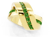 Yellow gold Pavé Round Peridot Crossover Band with Channel Setting_7